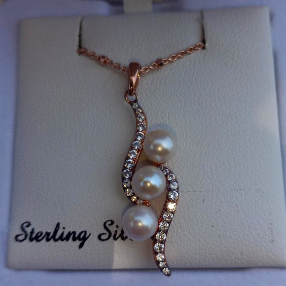14K Rose Gold Cultured Pearl Drop Pendant - Picture 1 of 7